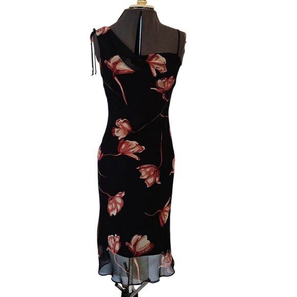 Blind date Y2k dress asymmetrical small black pink midi - Picture 1 of 7